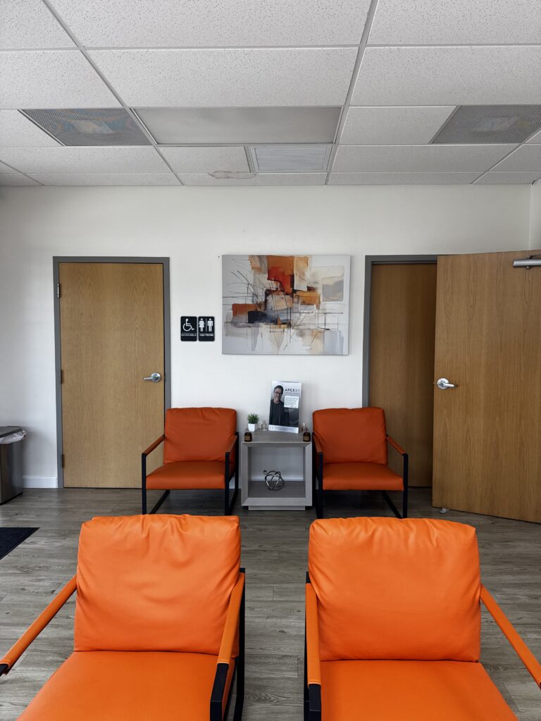 Waiting room seating at LLB Medical Clinic at Peppertree in Ocala, Florida